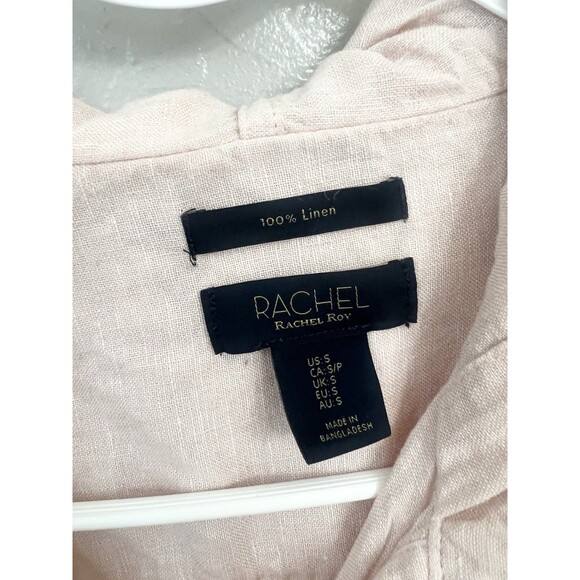 RACHEL ROY Size Small 100% linen Pink Hooded Jacket Lightweight Spring Top - Picture 5 of 7